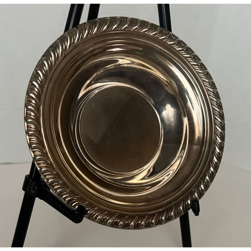 Vintage Wm. Rogers Silverplate Small Candy Bowl Dish Rope Edge Design - Picture 3 of 10
